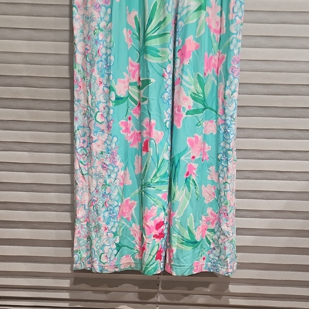 Lilly Pulitzer Cristal Maxi Dress Small S Aqua Floral Flutter Sleeve Square Neck - Picture 5 of 12